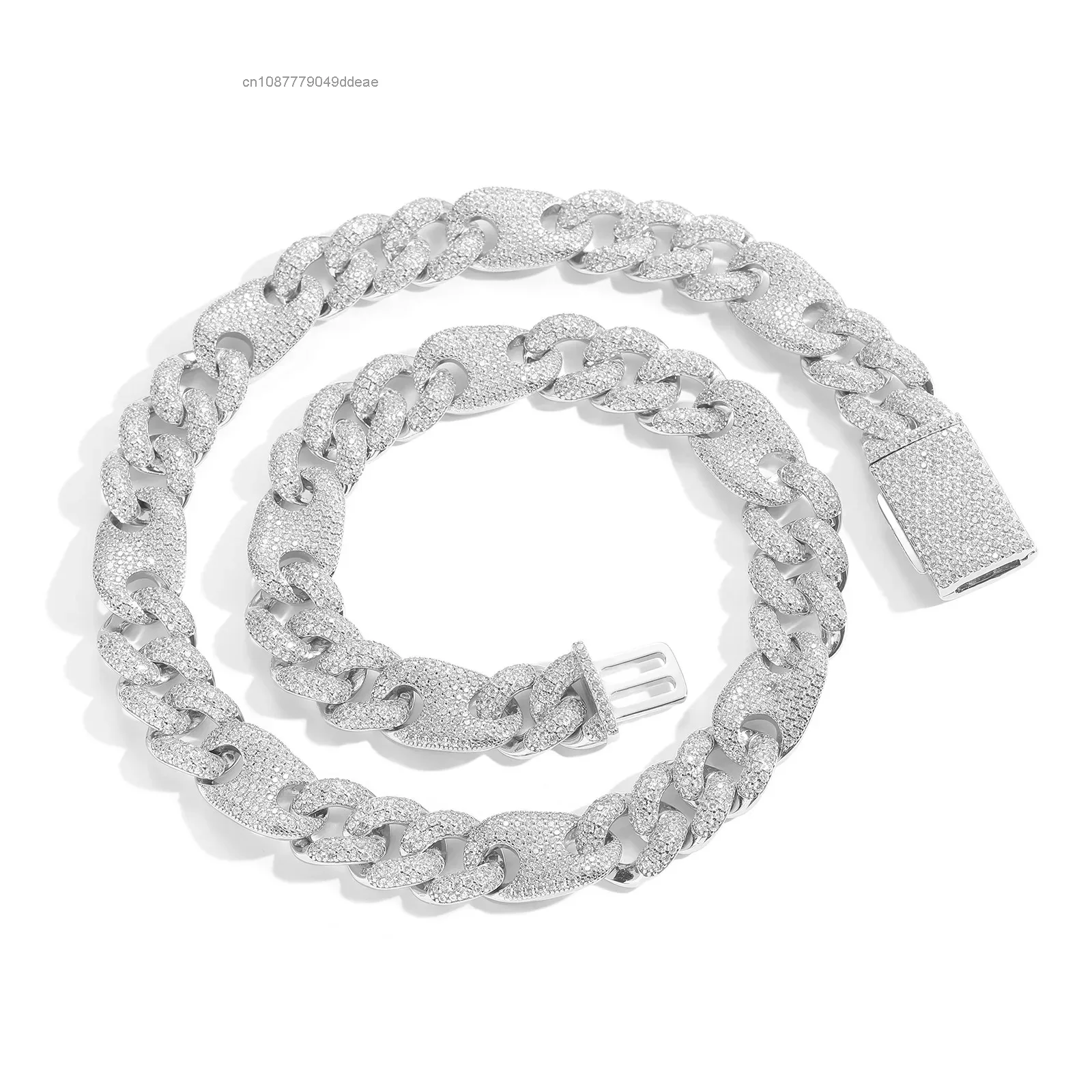 Hop Hip Zircon Necklace 15mm Pig Nose Bubble Cuban Chain Miami Necklace Trendy Men's Jewelry..