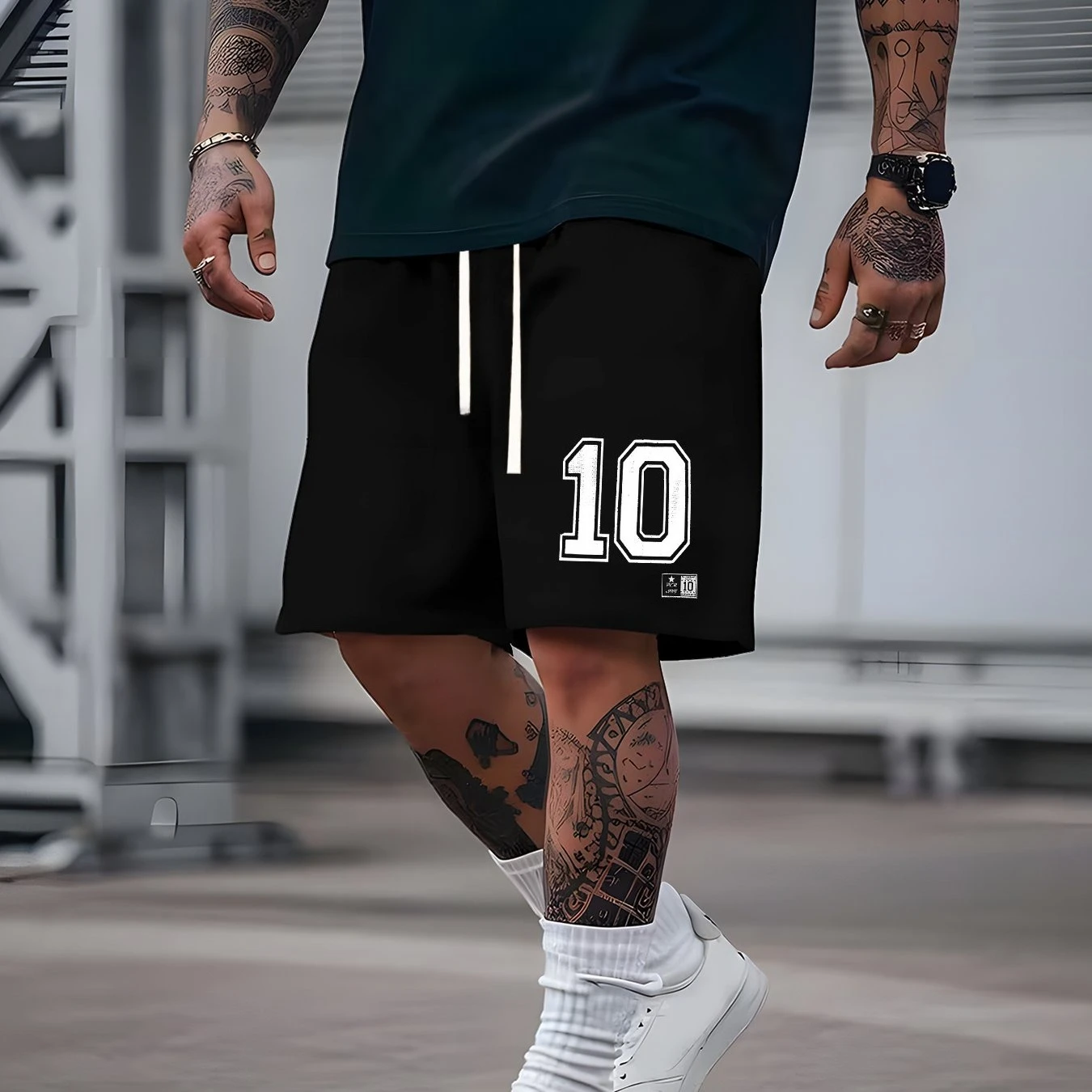 

Men's Stylish and Versatile Letter Print Casual Shorts Loose Fit Elastic Waistband with Drawstring Suitable for Everyday Wear