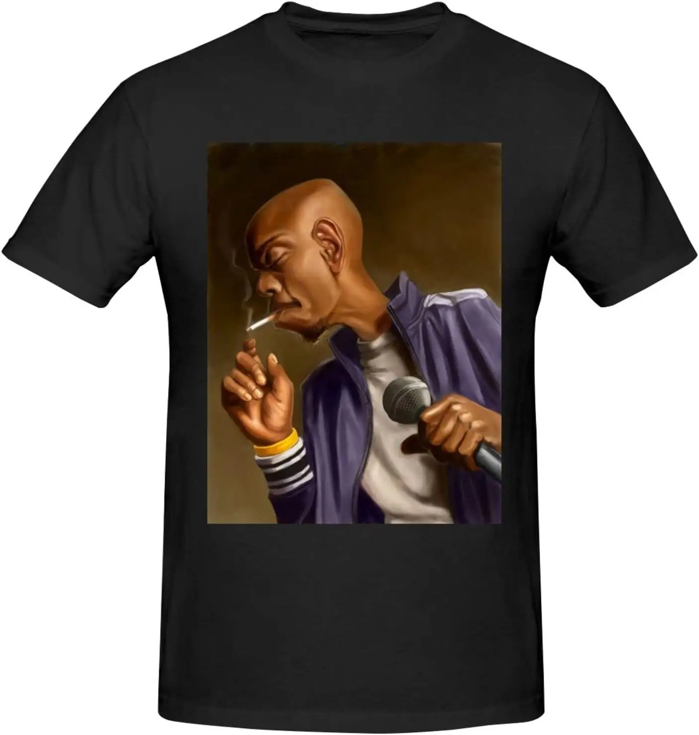 Dave Music Chappelle Shirt Fashion Performance Basic Short Sleeve T-Shirt, Classic Crew Neck Casual Top Black