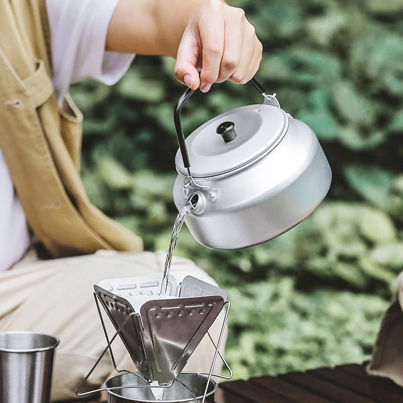 Widesea Camping Outdoor 1l Kettle Pure Aluminum Short-Hole Removal Handle Design Portable Cookware Travel Essential Appliance