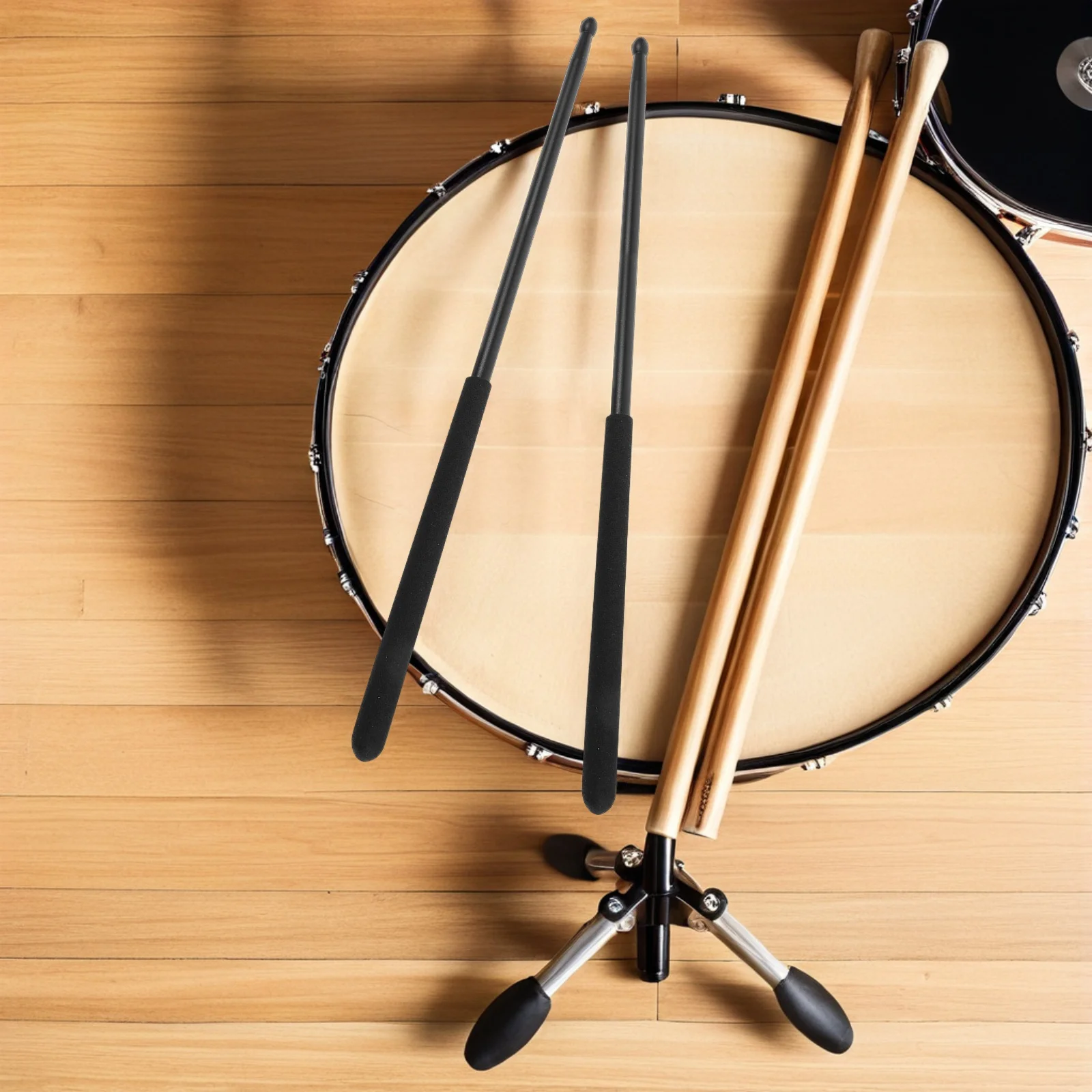 

1 Pair 5A Aluminum Alloy Metal Drumsticks Black Lightweight Non-Slip For Jazz Drumming Practice Percussion Drum Set Rock Music