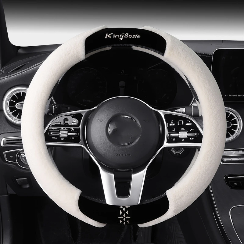 

38cm Winter car steering wheel cover Plush warm and anti slip material Winter warmth and anti slip Automotive Interior