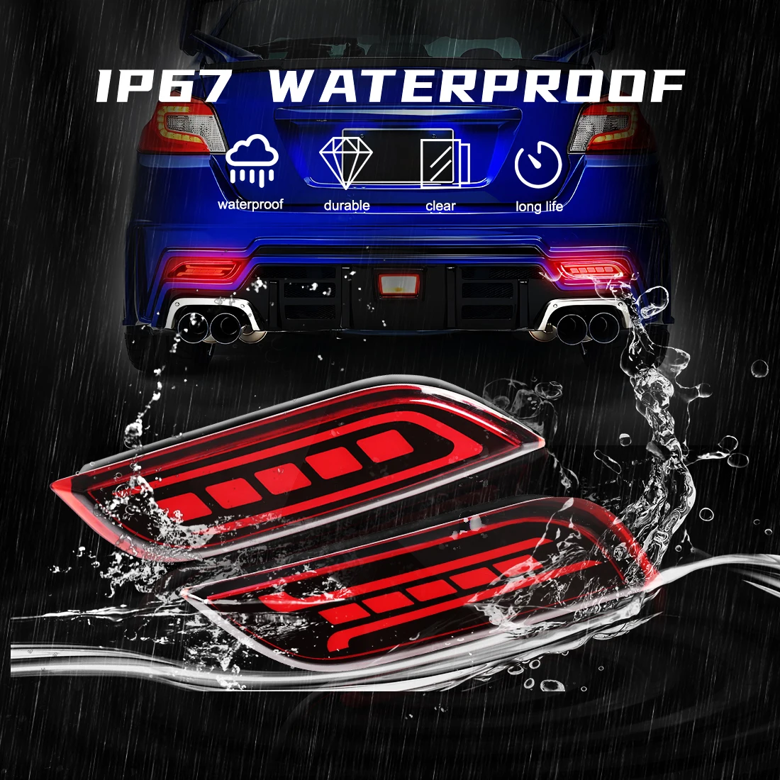 3 Function Car Bumper Reflector Lights For Subaru Impreza WRX or WRX STi XV Tail Light Dynamic Turn Signal Lamp Car Accessrioes