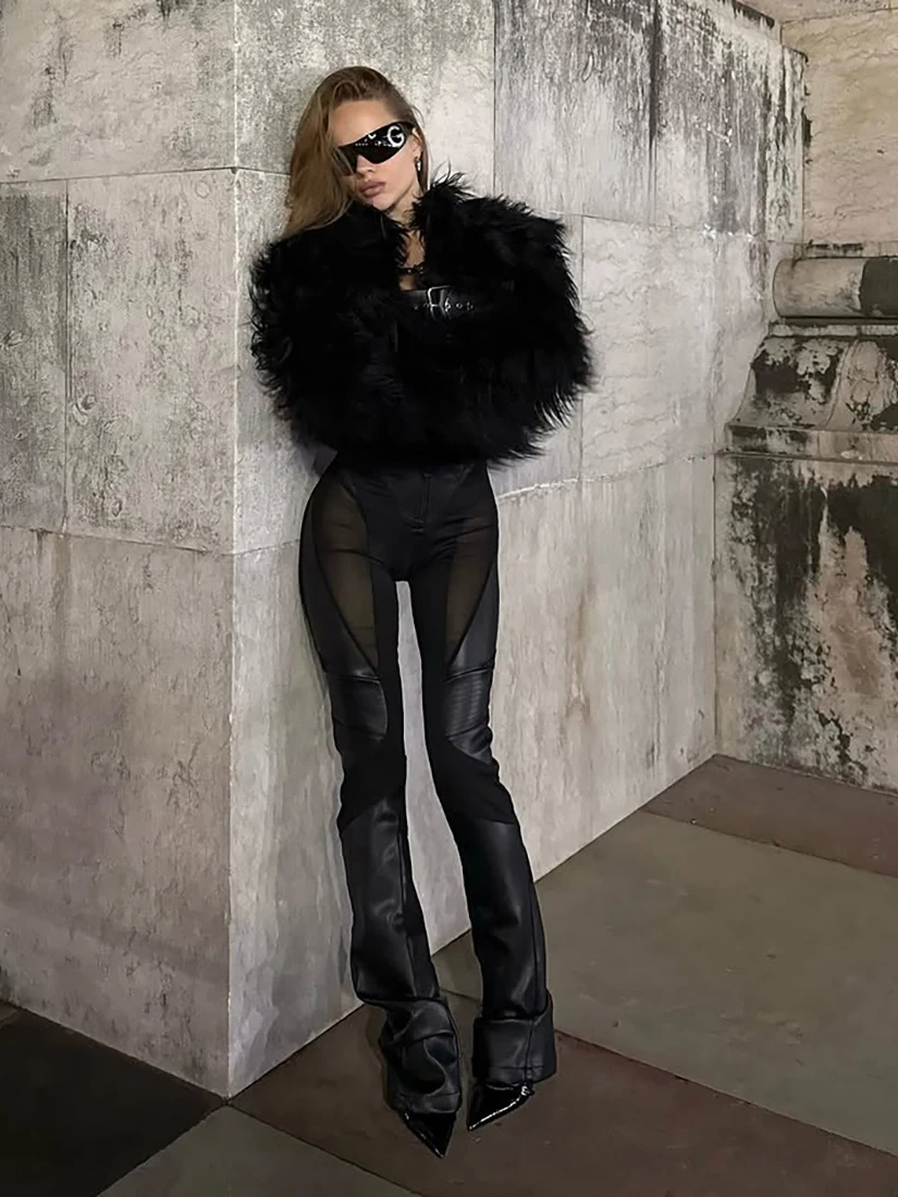 غريب سنور علاج طويل Sve فروي Jaet للنساء Sli تنوعا حار فتاة أعلى معطف دافئ البوليستر ort