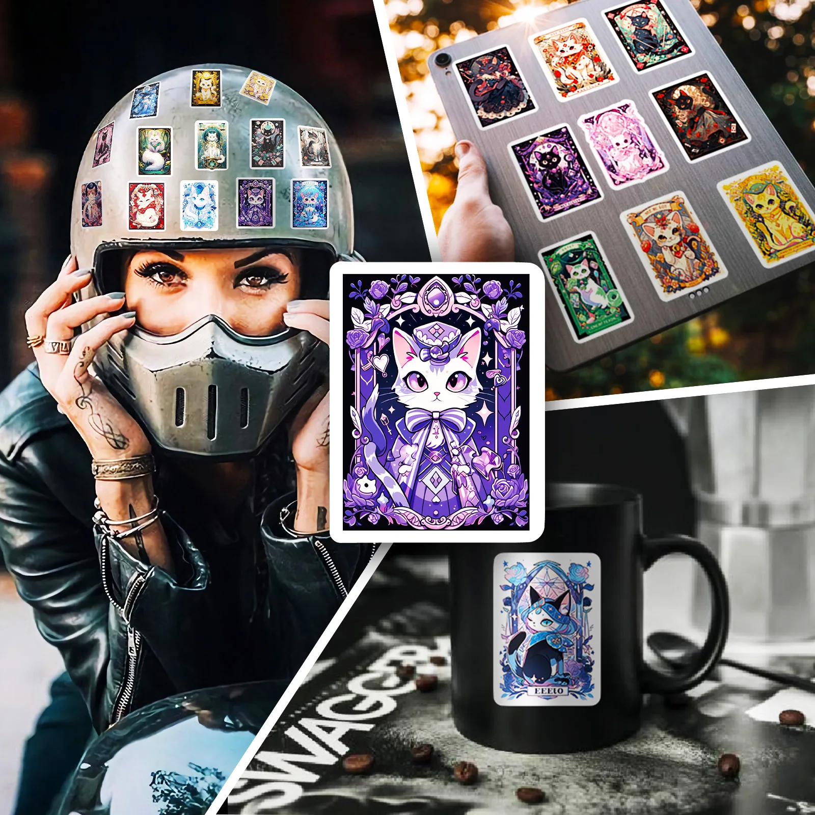 10/30/50PCS Cartoon Kat Tarot Sticker Leuke Grappige Graffiti Waterdichte Sticker Kinderen Speelgoed DIY Laptop water Cup Bagage Helm Sticker