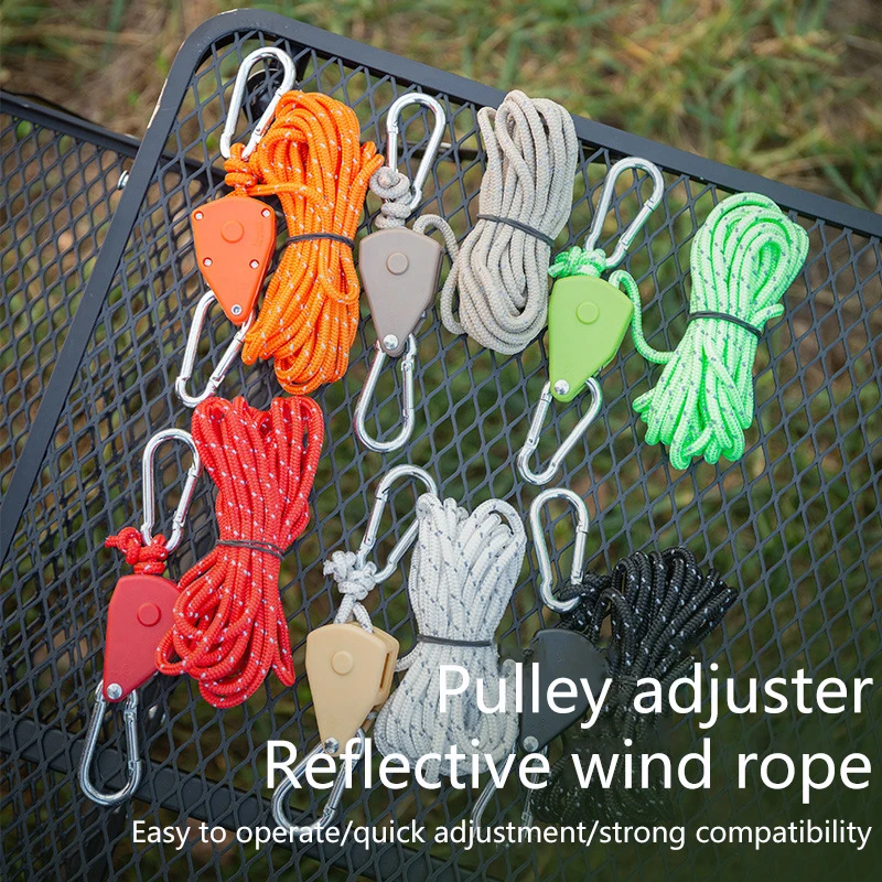 Adjustable Pulley Hook Camping Tent Tie Down Rope Tightener Ratchet Hangers Awning Rope Hook Canopy Buckle