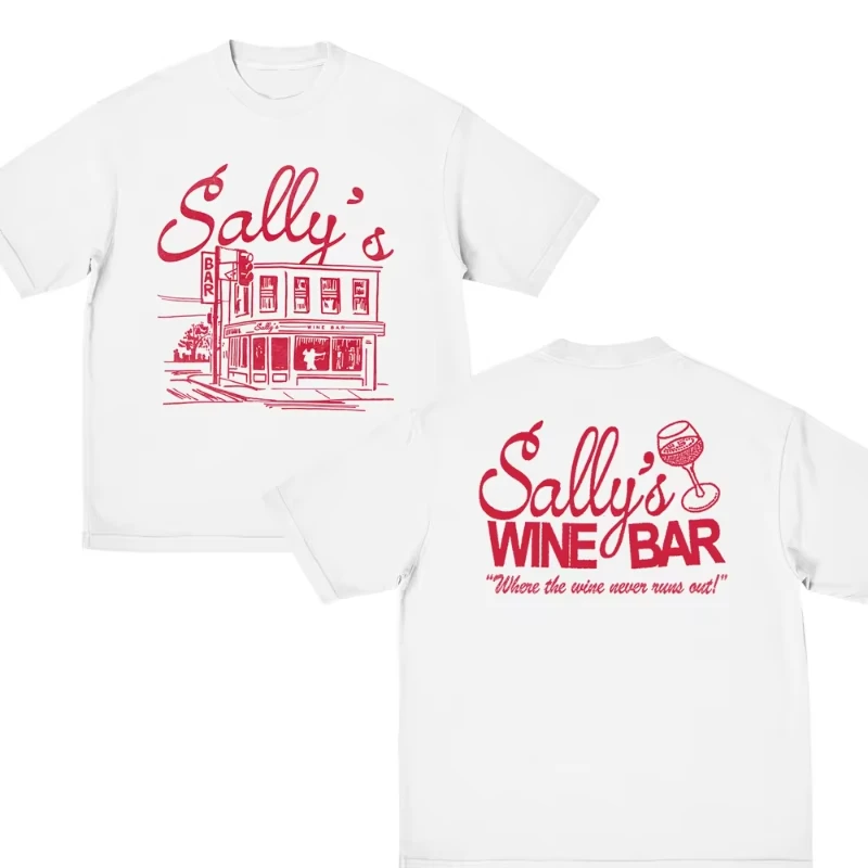2026 Vintage Retro Wine Bar Building Graphic Front Back Print Short‑Sleeve T‑Shirt For Kids Adults Casual Crew Neck Tee