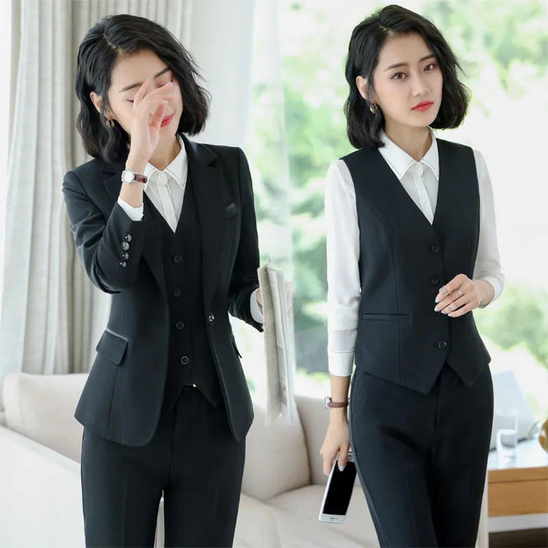 1105Long Sleeve Black with a Turn-down Collar Business Wear Professional Women\'s Pants Suit Gray Formal Wear Work Uniforms Civil