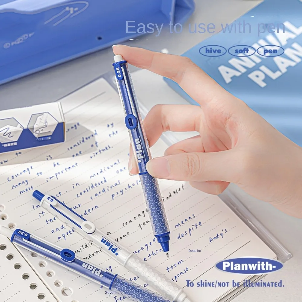 4pcs/set Straight Liquid Soft Grip Press Gel Pen Large Capacity Stationery Quick Drying Ballpoint Pen 0.5mm Black/Red/Blue Ink