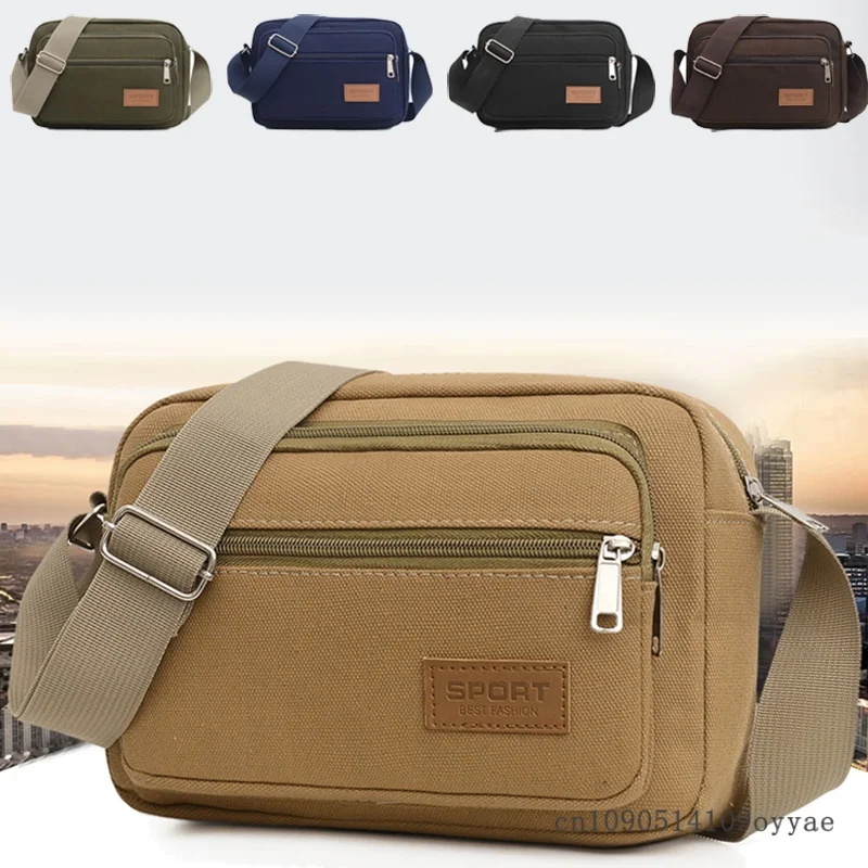 

Casual Canvas Men's Crossbody Bag Durable Commuter Bag Fashionable Simple Logo Bag Urban Style Pure Color Polyester Lining