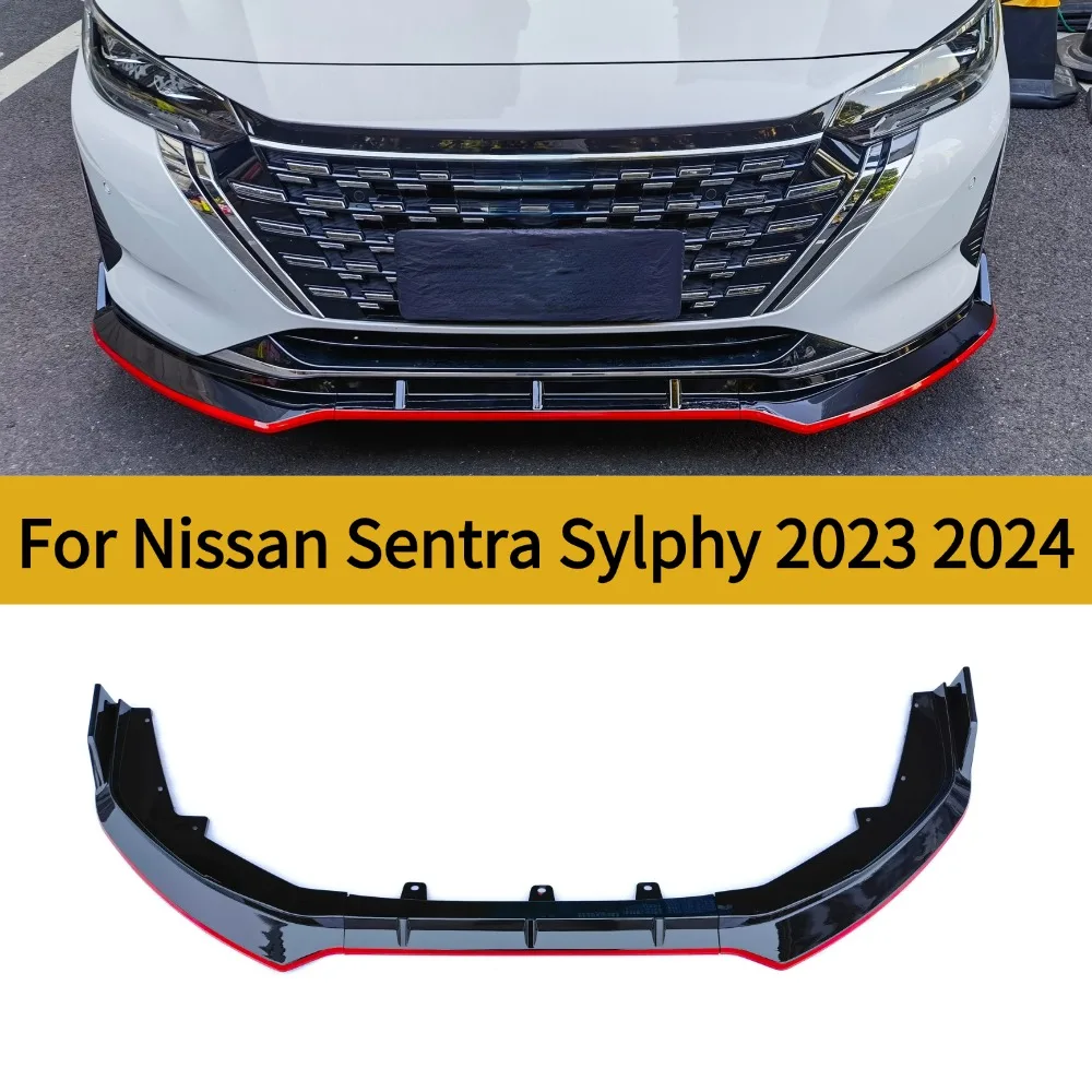For Nissan Sentra Sylphy 2023 2024 Front Bumper Lip Spoiler Splitter Body Kit Diffuser Protector Guard Car Accessory