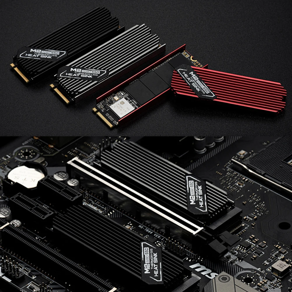 2/1PCS SSD M2 라디에이터 M.2 2280 솔리드 스테이트 하드 디스크 알루미늄 히트싱크 쿨러 냉각 열 패드 히트 싱크 PCIE 2280 SSD용