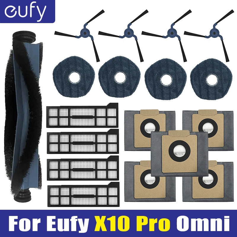 For Eufy X10 Pro Omni Replacement Parts Accessories Roller Side Brush Filter Mop Cloth Rags Pads Dust Bag Vacuum Cleaner Part