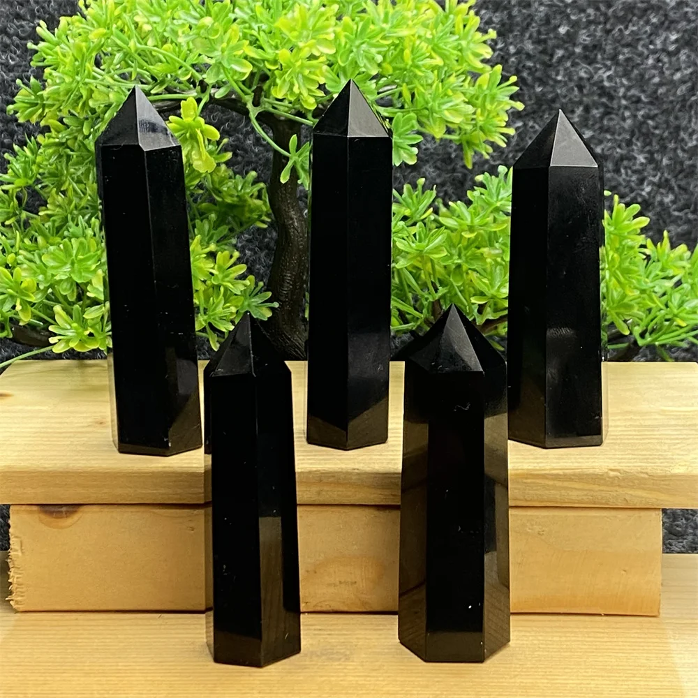 Natural Obsidian Stone Obelisk Residence Decorative Specimen Auspicious Pillar Worth Having Room Decor Decoration Crafts Gifts