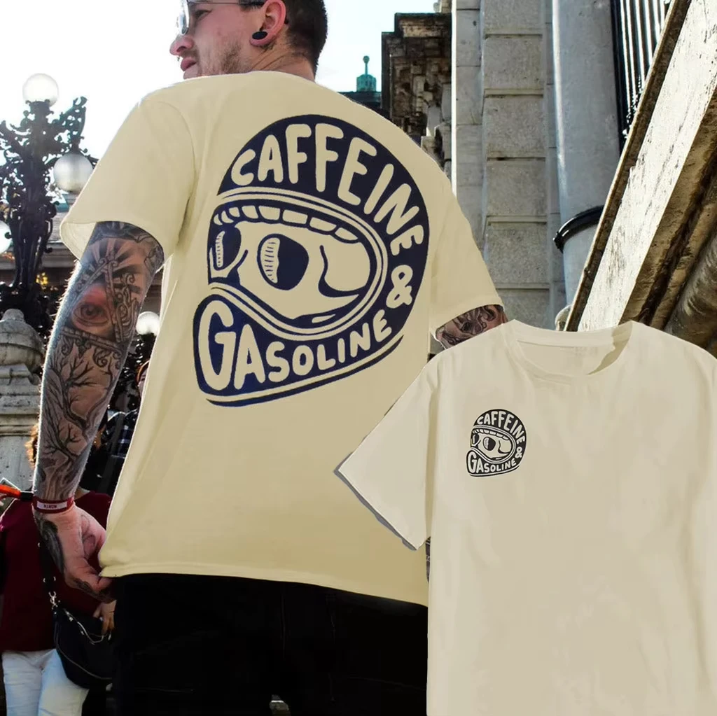 Koffein & Benzin Grafik Männer Baumwolle T-shirt Männer Frauen T-shirt Sommer Luxus Marke Tops Kind Kurzarm T-shirt Klassische