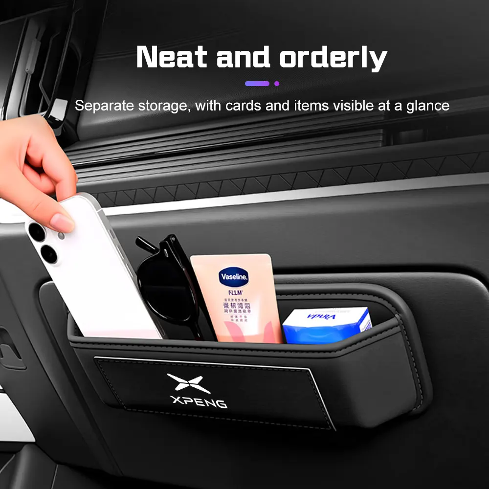 Leather Car Storage Pocket For Xpeng G9 G6 P6 P5 P9 P8 P7 G5 G7 P7i V2l G3 G3i G8 Sticky Organizer Bag for Key Card Phone Holder
