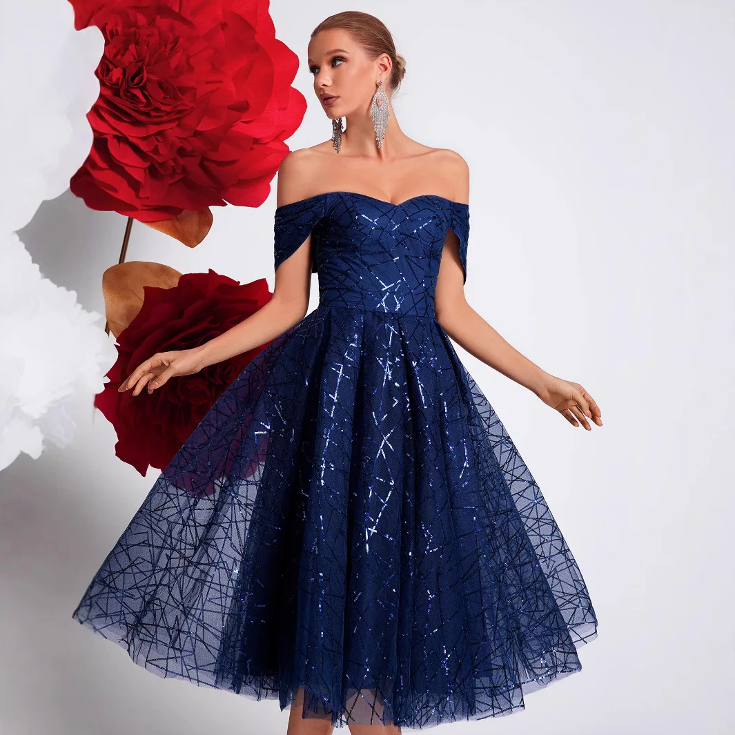 Ele Starry Glimmering Dr Luxury Strapl ثوب مسائي للسيدات تجمعات عادية iny Chic Sle