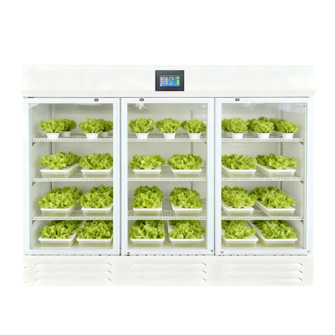 Smart Three Door Aeroponic Vertical Multilayer Plant Growth Cabinet for Household Vegetable Planting