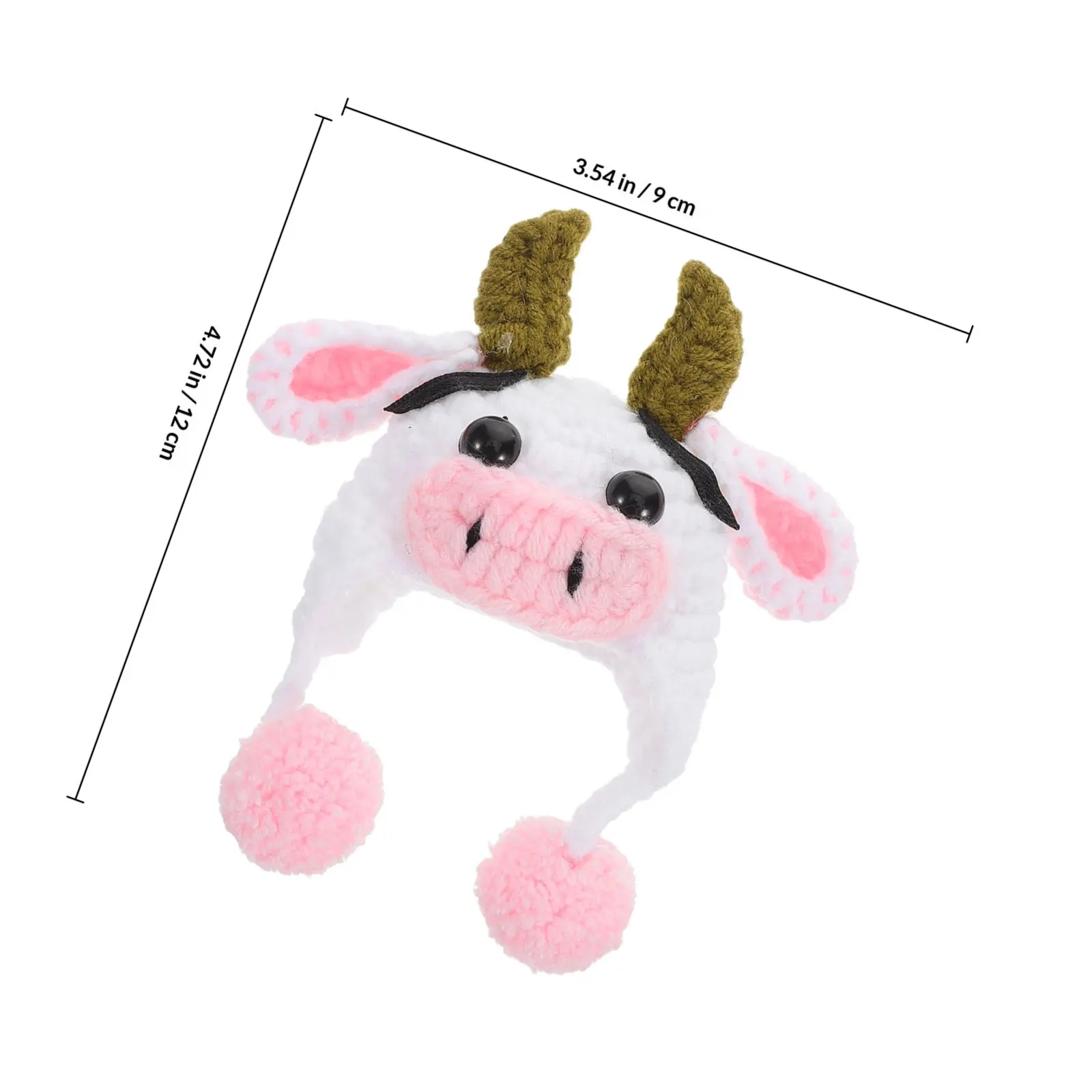 Mini Chapéu de Vaca em Tricô, Boné de Inverno Fofo de Desenho Animado para Artesanato DIY, Acessório de Decoração, Mini Chapéus para Artesanato