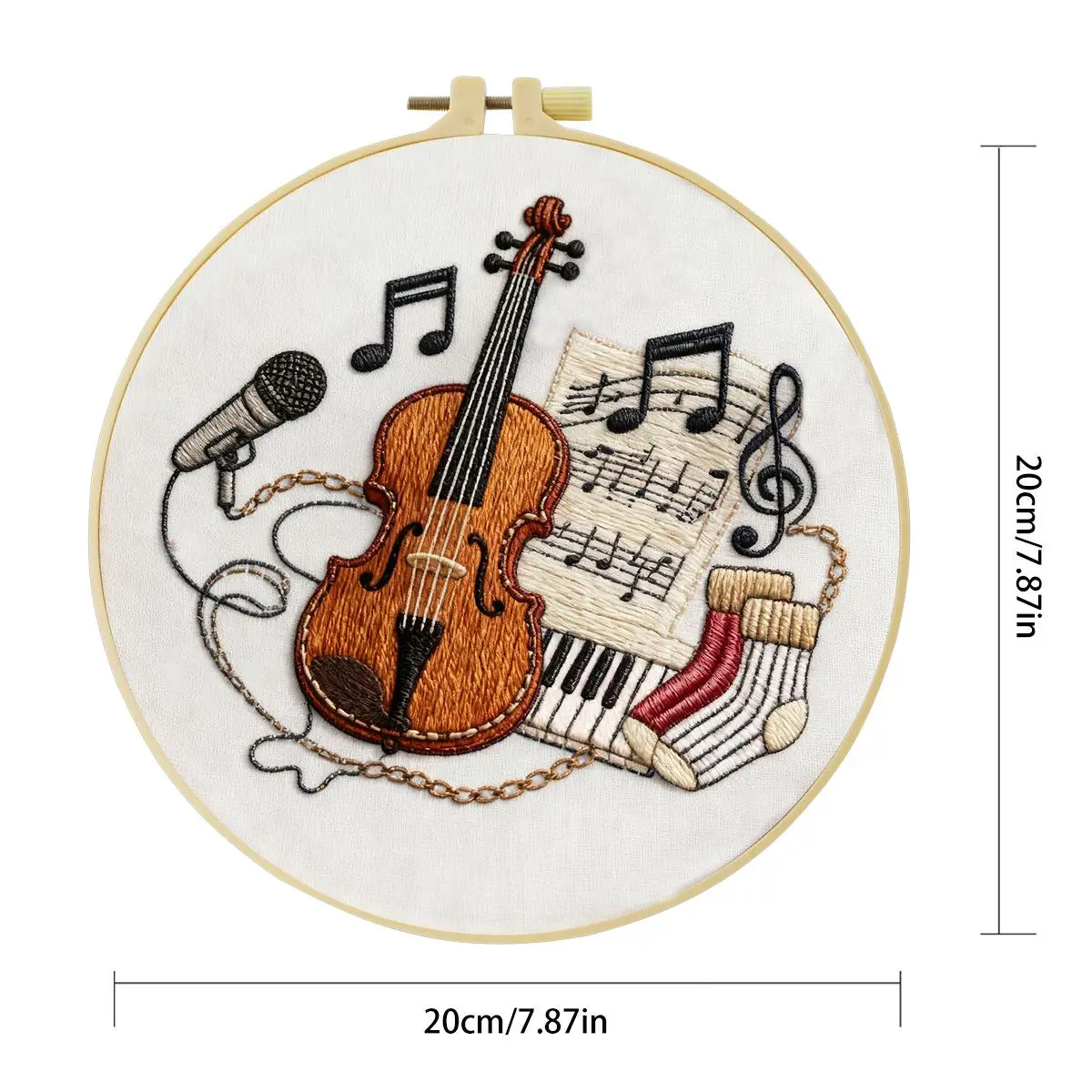 1 Stück 20X20CM/15X15CM 7,87/6,3 Zoll Musikinstrument Stickerei Starter-Kit DIY-Kit DIY-Stickerei-Set Handarbeiten – Detail 3