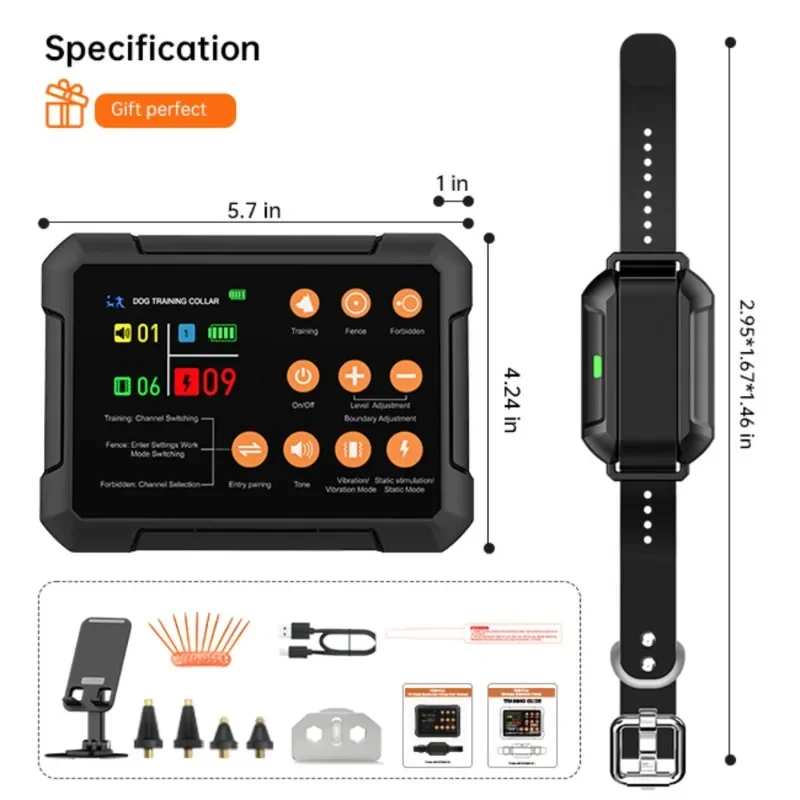 3in1 High Precision Radar Wireless Fence System Up to 1 Acre, Real-Time Distance Monitoring, Indoors Outdoor For Dogs 20-110lbs