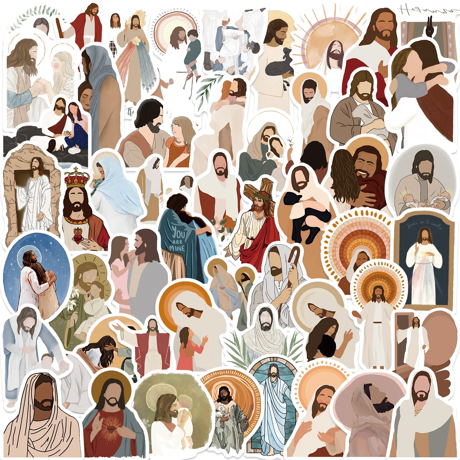 52/104PCS Jesus Stickers Aesthetic Christian Decals for Laptop Phone Case Planner Journal Notebook Water Bottle Sticker
