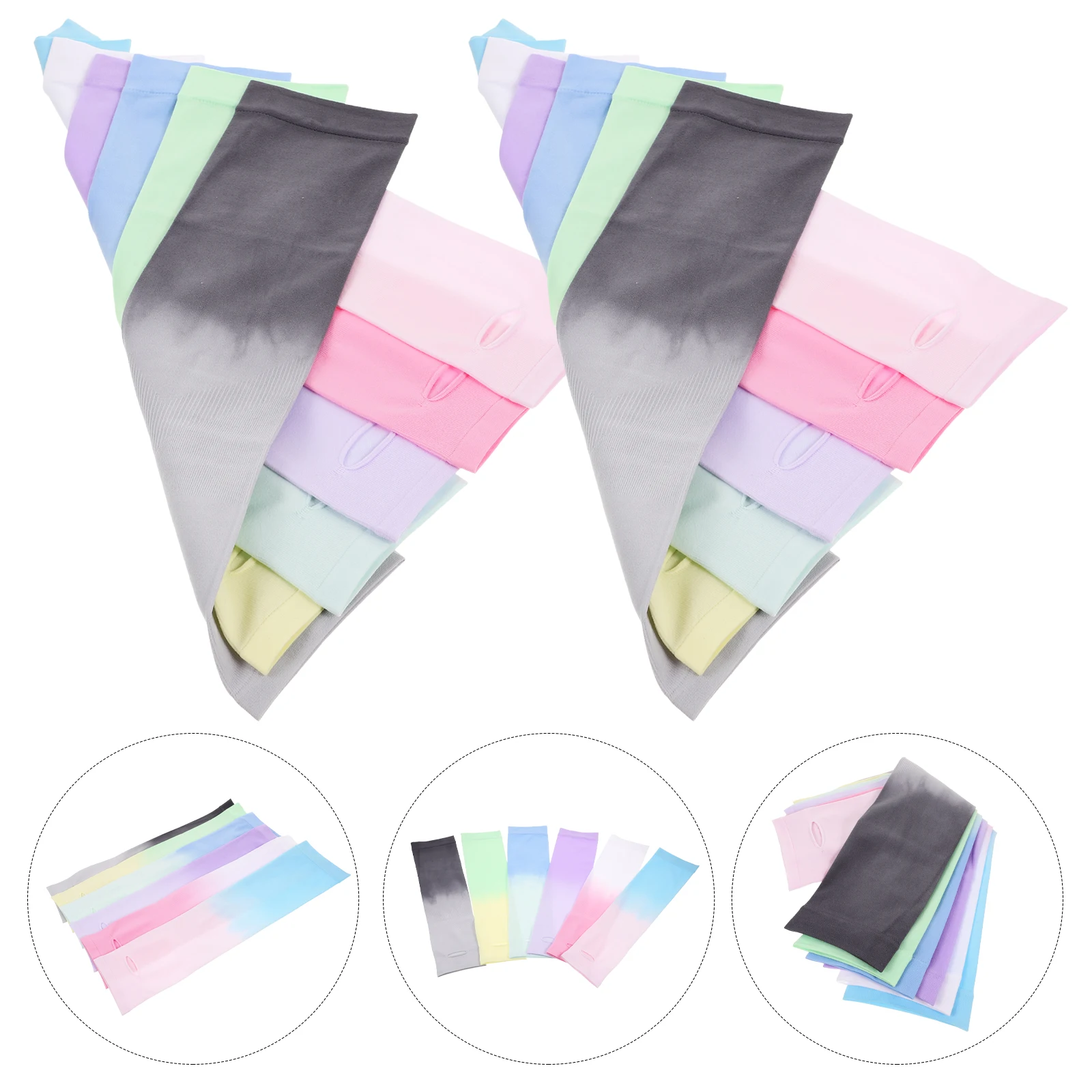 

6 Pairs Elastic Arm Sleeves Cooling Uv Protection Breathable Sweat Absorbent Portable Skin-Friendly Summer Sports Baseball