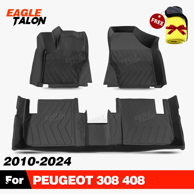 For PEUGEOT 308 408 2010-2024 2023 2022 2021 20 19 18 17 All-Weather TPE Floor Mat Custom Carpet Cover Auto Interior Accessories