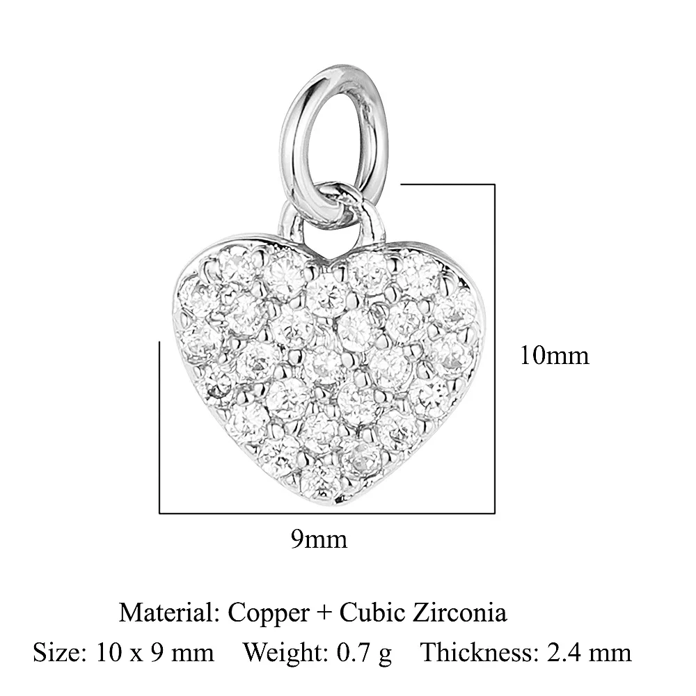 5 stks/partij Ster Hart Sleutel Koper Kubieke Zirkoon Charms Clover Lightning Hoefijzer Racket Maan Armband Oorbel Ketting Hanger