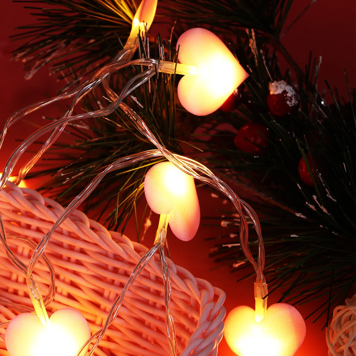 

Pink Heart Shape String Lights Warm White Operated Long Life For Home Party Wedding Decor Photography Garden Decoration