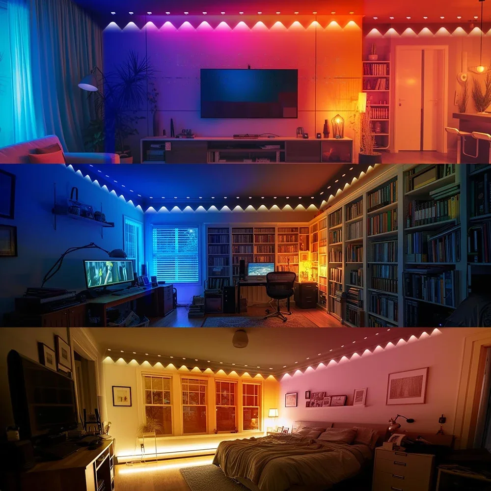 50Ft LED الدائم في الهواء الطلق الطنف LED أضواء مقاوم للماء RGB سلسلة أضواء DIY المشهد عيد الميلاد عيد ميلاد عطلة إضاءة الحفلات