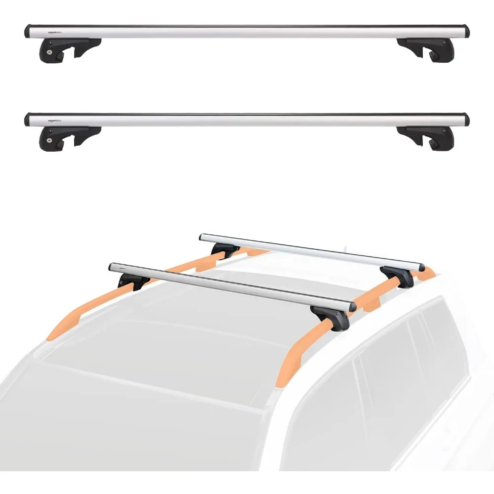 

52-Inch Cross Rail Roof Rack, Fits up to 46" Spans with Gap, Pack of 2 in Black/Silver