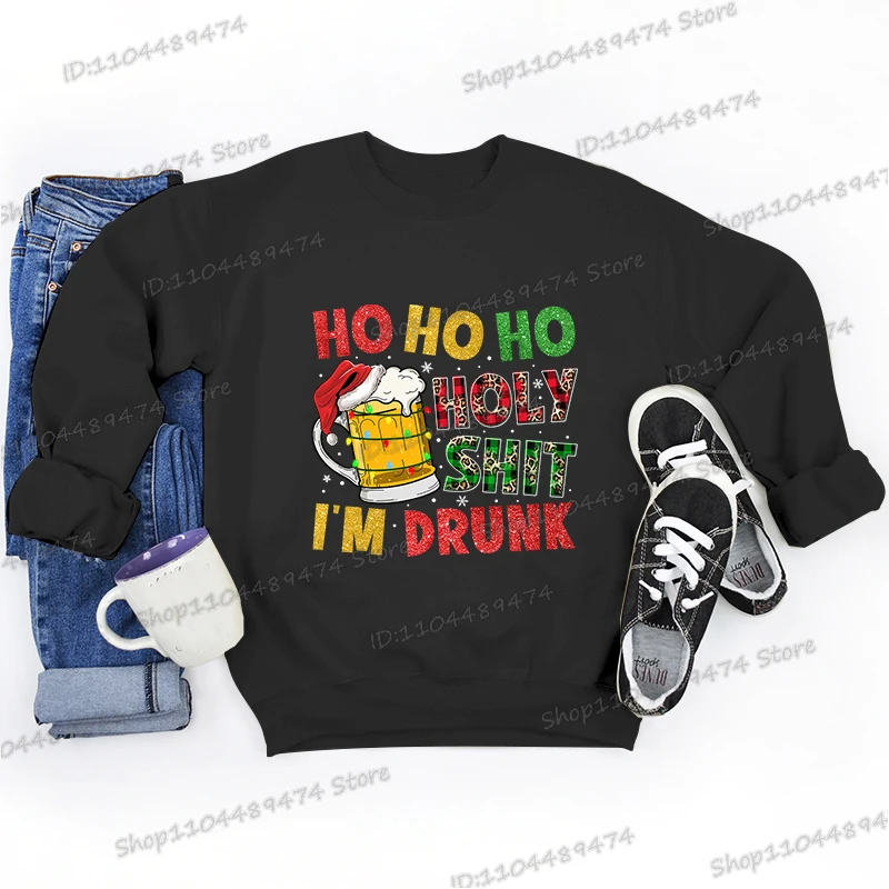 هو هو هو القرف المقدس أنا في حالة سكر مضحك طباعة بلوزات الرجال النساء فضفاض عيد الميلاد الملابس عيد الميلاد البيرة حفلة البلوز الهيب هوب القمم