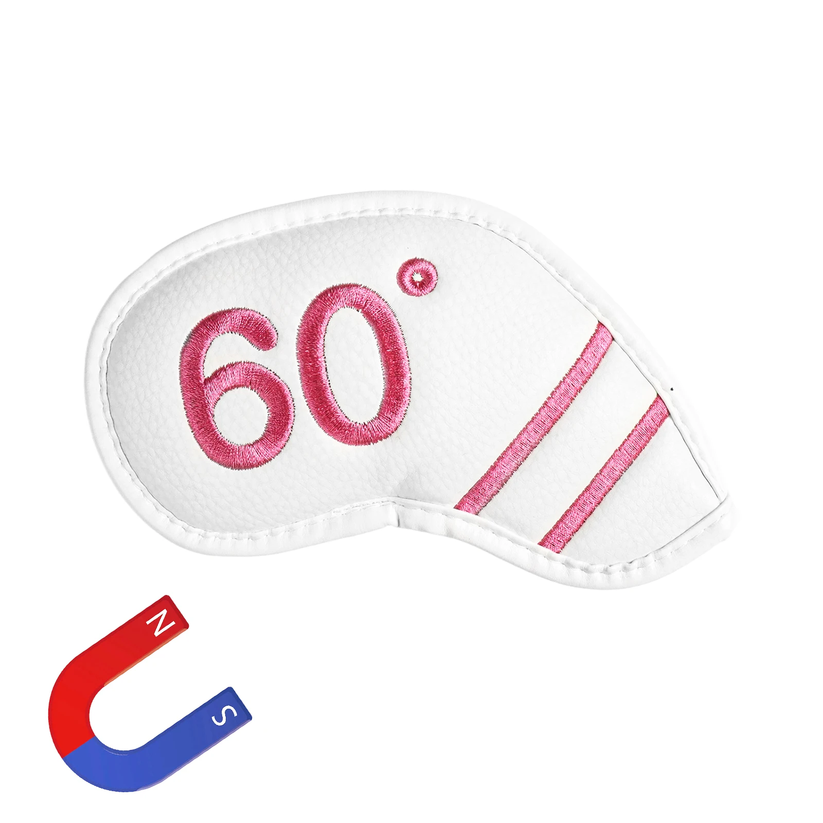 Magnetische golf ijzeren wedge headcovers, 1/8 verpakking, premium PU-leer met stijlvolle dubbelzijdige kleurrijke borduurwerklabel