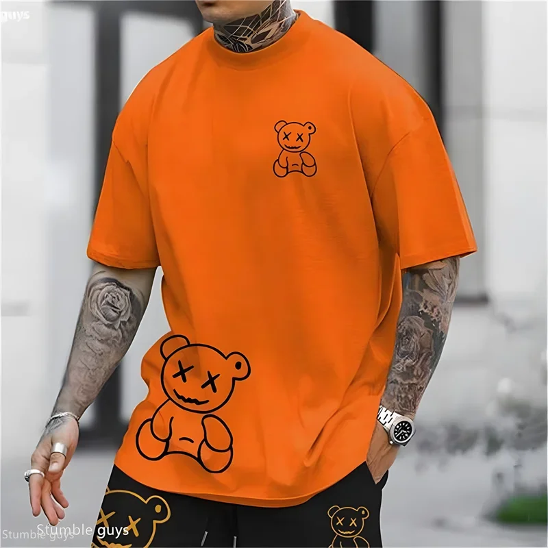 Sommer Herren Mode Lässiges Anime-T-Shirt Locker Geschnittenes Kurzarm-Shirt Weicher Komfortabler Stoff Übergroßes Sport-Trikot Alltägliche Oberteile