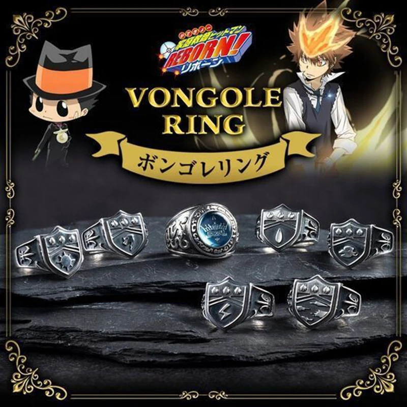 

Anime HITMAN REBORN! Vongola Famiglia Pengo Column Ring Cosplay Rings Unisex Adjustable Retro Gothic Jewelry Accessory Prop Gift