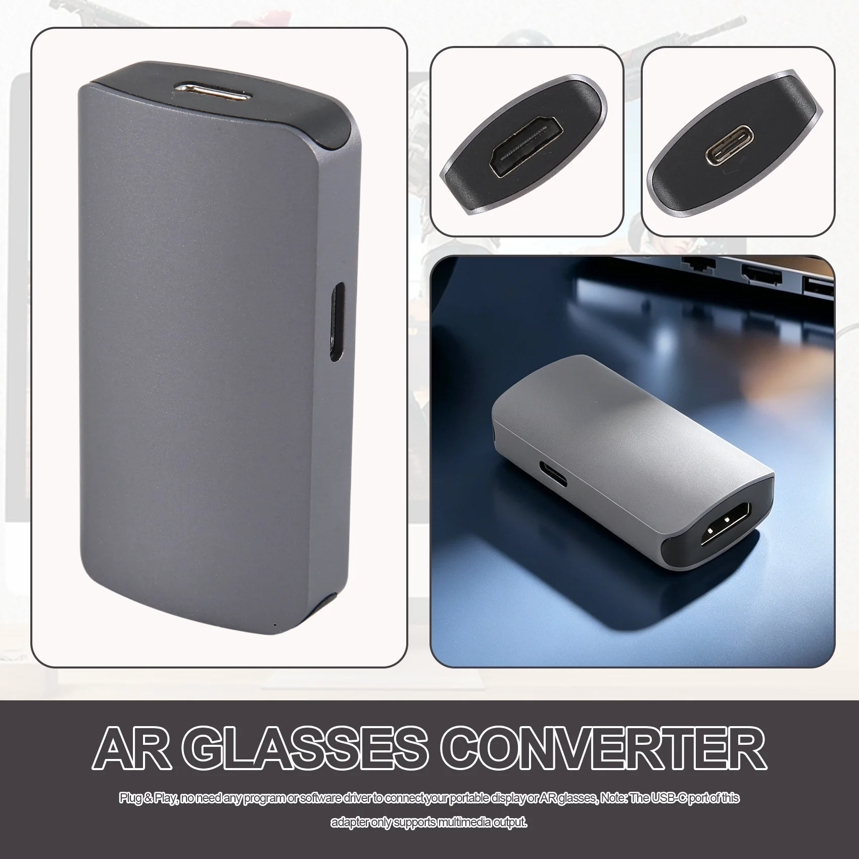 A31T -Compatible to Type C Converter 4K60Hz for RayNeo for XREAL Air for Rokid AR Glasses Switch for Steam Deck