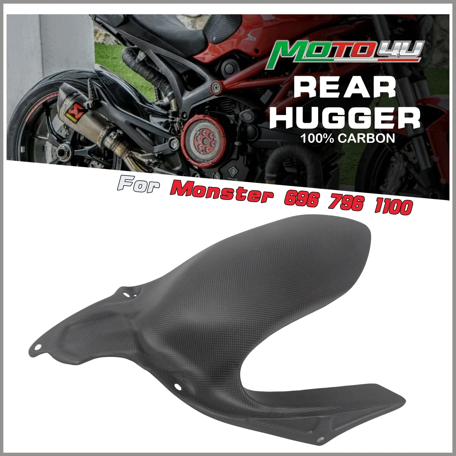 

Аксессуары для мотоциклов для Ducati Monster 696/796/1100 2008-2014, задний обхват из 100% углеродного волокна с защитой цепи, заднее крыло