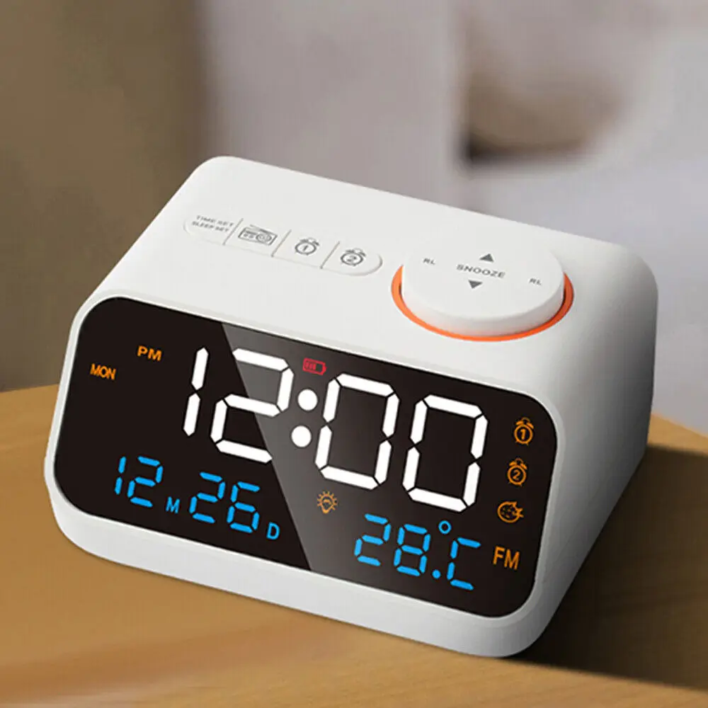 LED Digital Alarm Clock Watch Table Electronic Desktop Clocks USB Wake Up FM Radio Acoustic Control Sensing Modern Alarm Clock