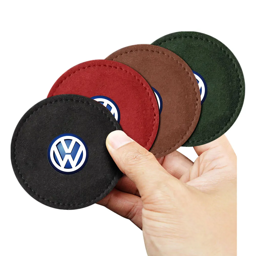 2PCS 7.3cm Fur sponge New Car Water Cup Slot Coasters Anti-Slip mat Auto Accessories For VW R POLO Tiguan RLINE GTI golf GTD B5