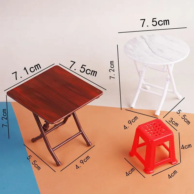 1/12 Dollhouse Simulation Table Chairs Model Set Dollhouse Mini Furniture Decoration Dolls House Accessories Pretend Play Toy