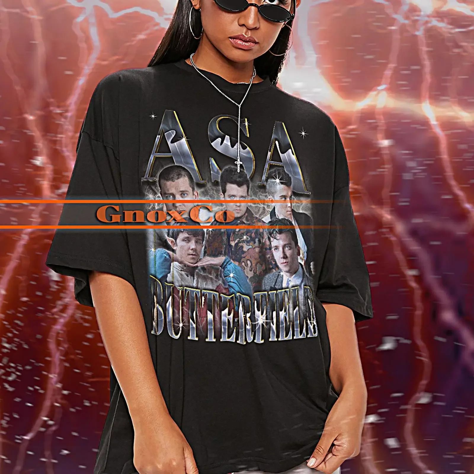 Vintage Asa Butterfield 90s Retro Bootleg T Shirt Actor Casual Fans Merch  vintage Washed Soft streetwear Unisex