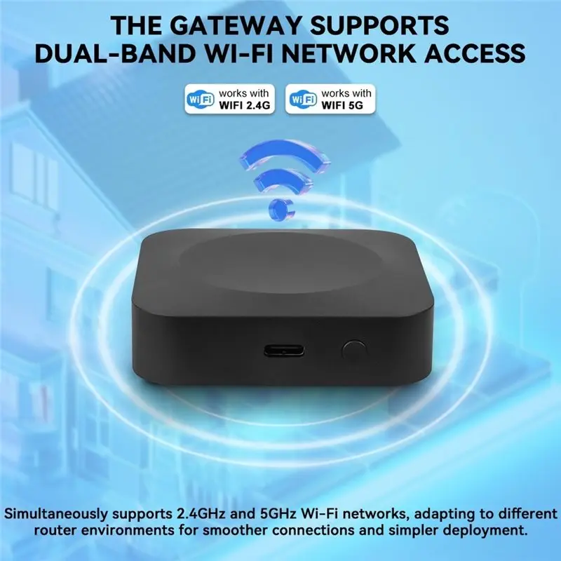 Reliable-Tuya Zigbee Bluetooth Gateway, Works With Tuya,For Whole Home Control, 2.4G/5G Wifi Hub, Local Automation, 40M Range,Tu