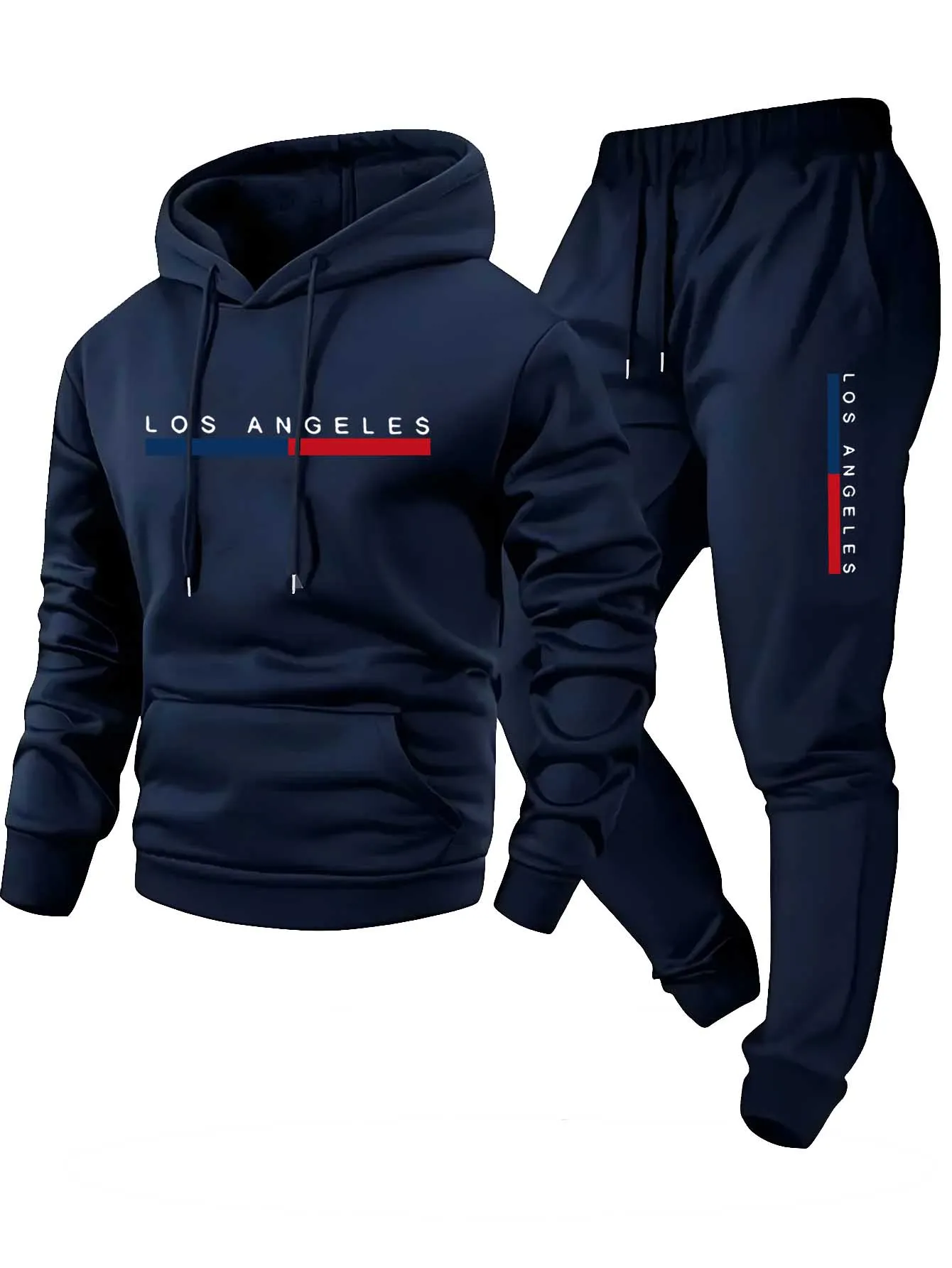 

Men's autumn and winter sportswear and casual set, American high street versatile printed hoodie, fashionable men's wear