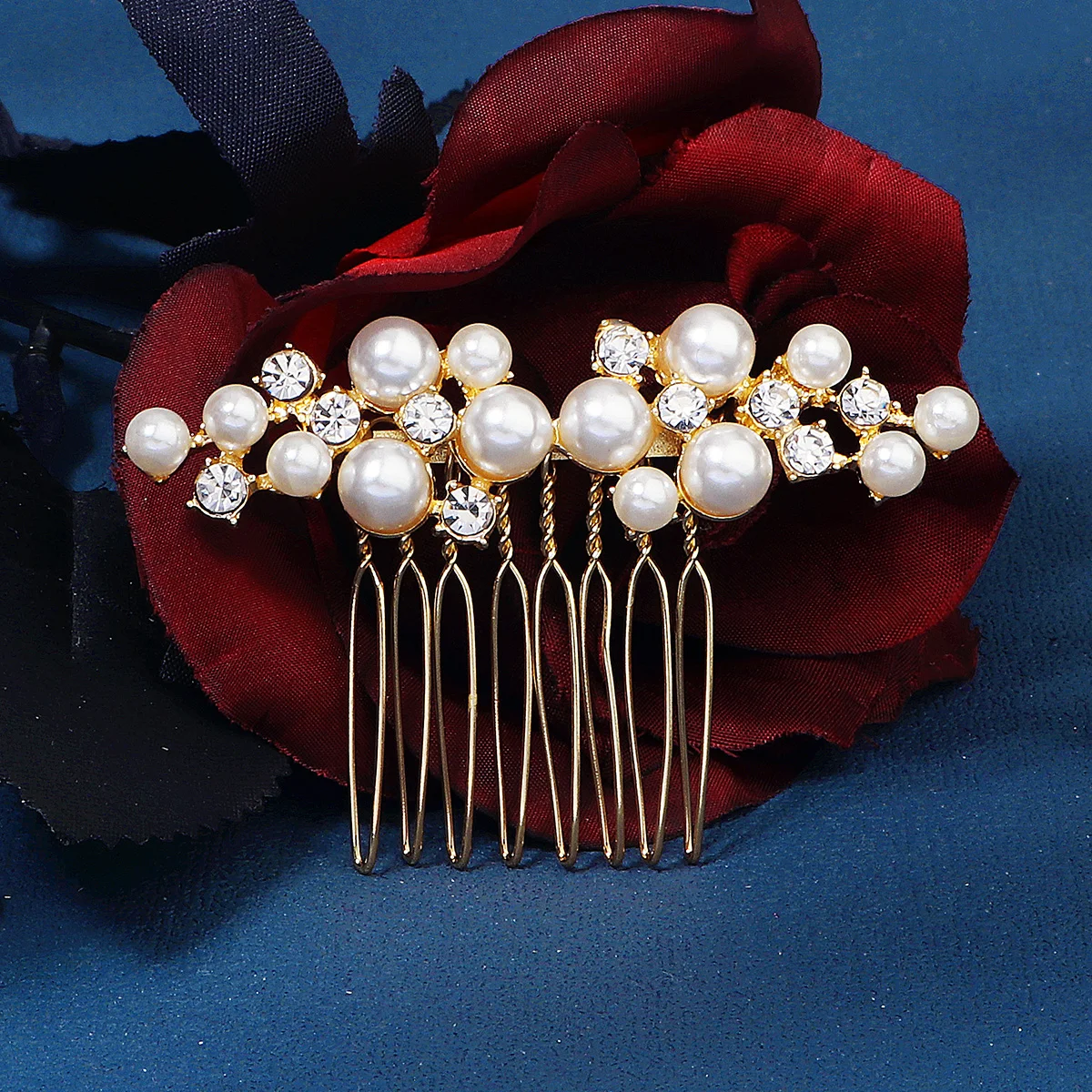 Fashion Crystal Pearl Bride Hair Comb Headwear  Rhinestone Bride Hair Clip Headbands Accessories Jewelry for Women