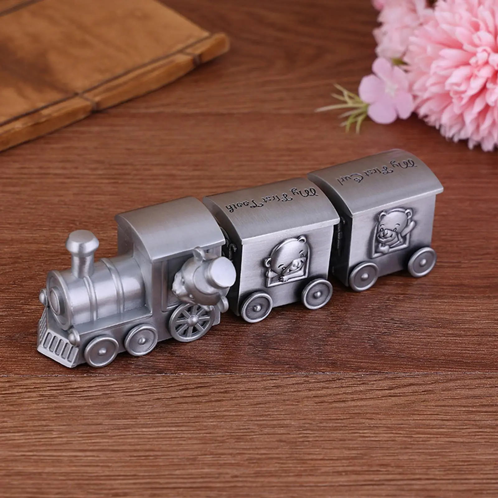 

First Curl Box Metal Childhood Saver Box Train Tooth Holder for Birthday Gift Childhood Baby Shower Souvenir Nusery Decor