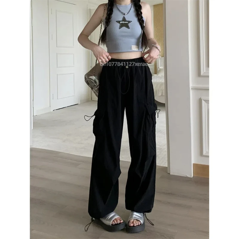 Street Dance Uniform, Solid Color Pants, Straight Leg Loose Retro Long Casual Pants, Women's Wide Leg Street Hip-hop Style