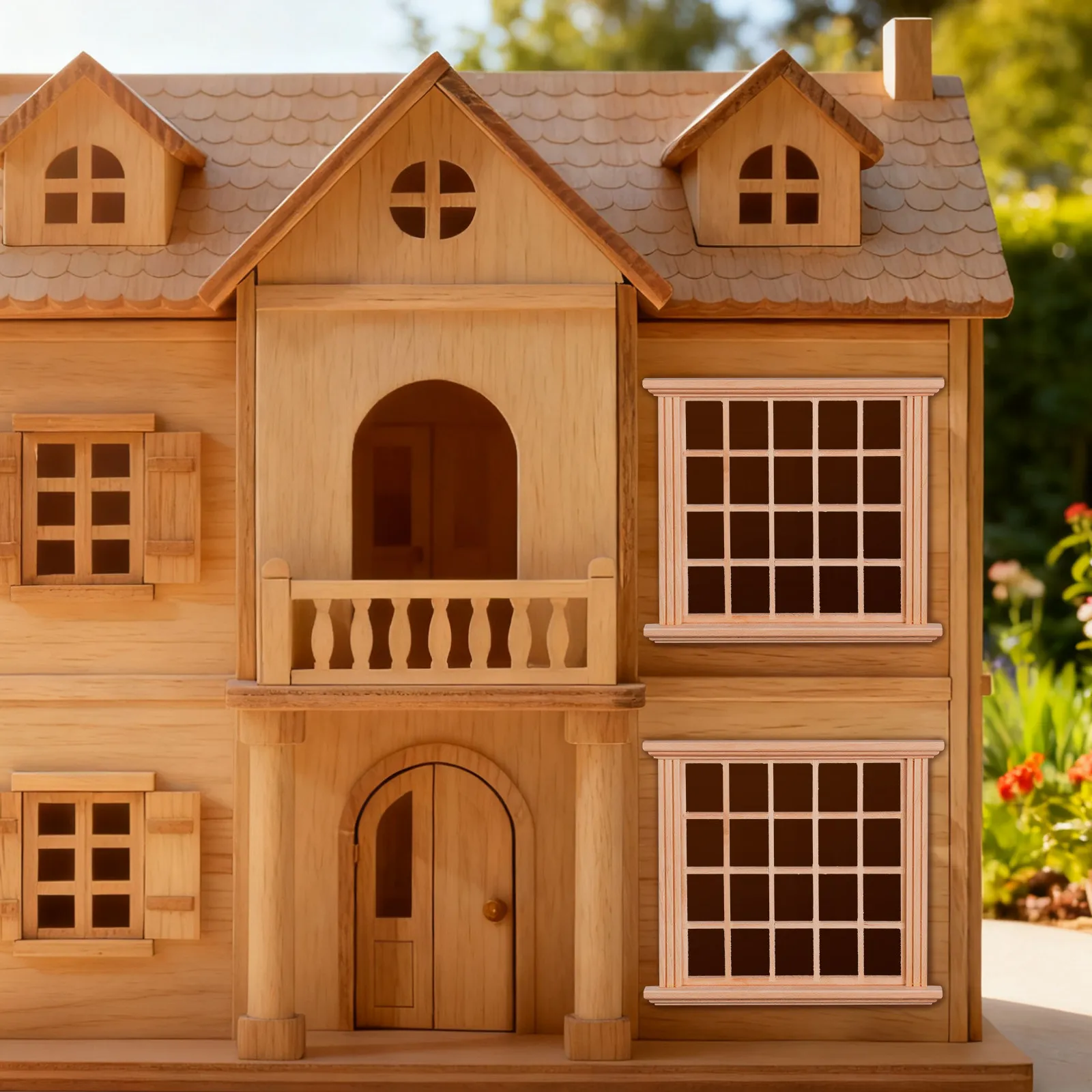 

Mini Wooden Window Blank Frame 20-Pane Prop Mini House Furniture Decoration Accessories Tiny Window Frame Decor