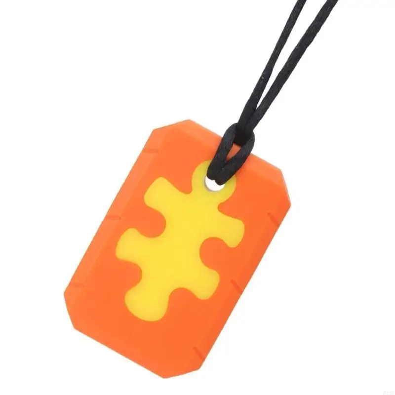 

F19F Safe Teething Toy Silicone Chew Necklace Puzzle Pendant Teether for Tooth Motor Development in Infants