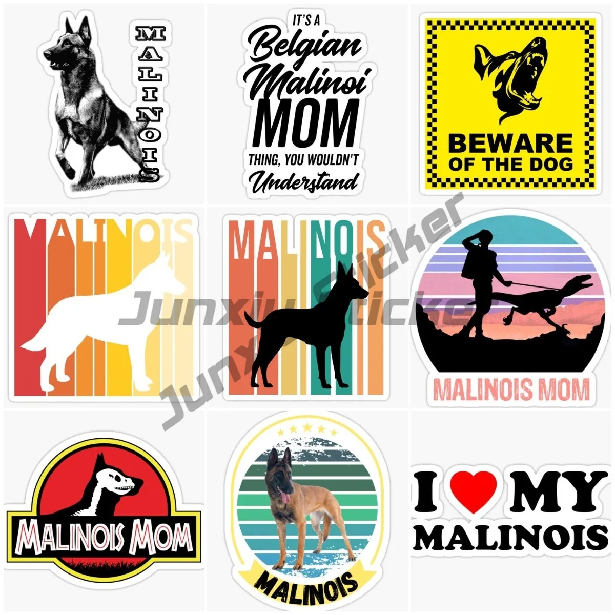 

Malinois Dog Creative Personalized PVC Waterproof Stickers for Decorate Car Wall Room Table Fridge Motorcycle Off-road Van Suv
